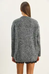 Bianco Lucci Women's V-Neck Oversize Boucle Carmen Knitwear Cardigan 2433 - Image 7
