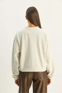 Bianco Lucci Women's Scarf Detailed Cotton ottoman Sweatshirt 6931 - Image 8