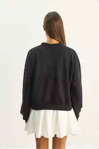 Bianco Lucci Women's Scarf Detailed Cotton ottoman Sweatshirt 6931 - Image 7