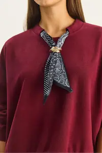 Bianco Lucci Women's Scarf Detailed Cotton ottoman Sweatshirt 6931 - Image 6