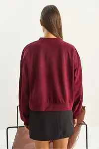 Bianco Lucci Women's Scarf Detailed Cotton ottoman Sweatshirt 6931 - Image 7