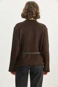 Bianco Lucci Women Belt Detailed Knitwear Cardigan - Image 7