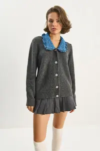 Bianco Lucci Women Collar Detailed Knitwear Cardigan - Image 2