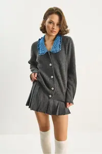 Bianco Lucci Women Collar Detailed Knitwear Cardigan - Image 3