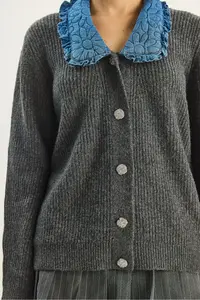 Bianco Lucci Women Collar Detailed Knitwear Cardigan - Image 5