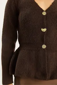 Bianco Lucci Women's 3-Button, Waist-Fit, Pleated Cardigan - Image 6