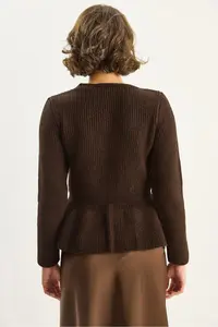 Bianco Lucci Women's 3-Button, Waist-Fit, Pleated Cardigan - Image 7