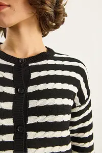 Bianco Lucci Women's Striped Hair Knitted Basic Knitwear Cardigan 2504 - Image 7