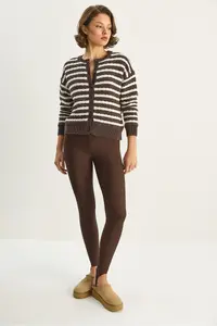 Bianco Lucci Women's Striped Hair Knitted Basic Knitwear Cardigan 2504 - Image 5