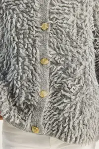 Bianco Lucci Women Oversized Fringed Knitwear Cardigan 9062 - Image 7