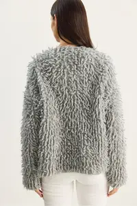 Bianco Lucci Women Oversized Fringed Knitwear Cardigan 9062 - Image 8