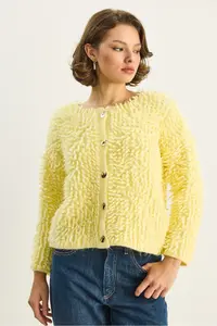 Bianco Lucci Women Oversized Fringed Knitwear Cardigan 9062 - Image 2