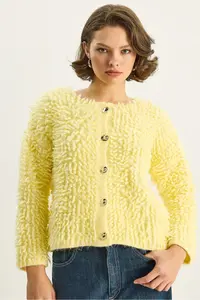 Bianco Lucci Women Oversized Fringed Knitwear Cardigan 9062 - Image 3
