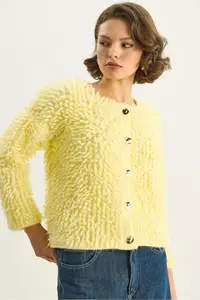 Bianco Lucci Women Oversized Fringed Knitwear Cardigan 9062 - Image 5
