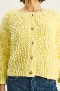 Bianco Lucci Women Oversized Fringed Knitwear Cardigan 9062 - Image 6