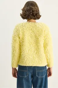 Bianco Lucci Women Oversized Fringed Knitwear Cardigan 9062 - Image 7