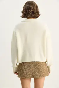 Bianco Lucci Women's Collared Tie Detailed Knitwear Cardigan 9061 - Image 8