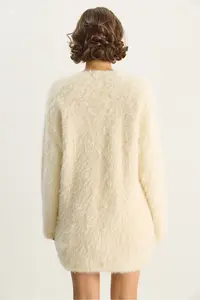 Bianco Lucci Women's Bearded Soft Textured Knitwear Cardigan with Tie Detail 9064 - Image 8