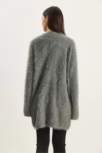 Bianco Lucci Women's Bearded Soft Textured Knitwear Cardigan with Tie Detail 9064 - Image 8