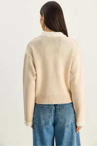 Bianco Lucci Women's Knitted Baby Collar Sleeve Detailed Knitwear Cardigan - Image 6