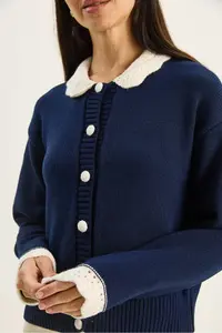 Bianco Lucci Women's Knitted Baby Collar Sleeve Detailed Knitwear Cardigan - Image 5