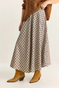 Bianco Lucci Women Plaid Patterned LONG Skirt - Image 6