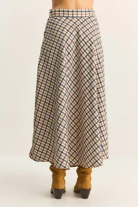 Bianco Lucci Women Plaid Patterned LONG Skirt - Image 8