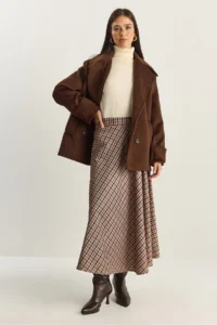 Bianco Lucci Women Plaid Patterned LONG Skirt - Image 2