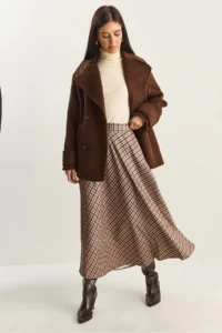 Bianco Lucci Women Plaid Patterned LONG Skirt - Image 3