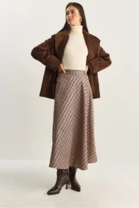 Bianco Lucci Women Plaid Patterned LONG Skirt - Image 4