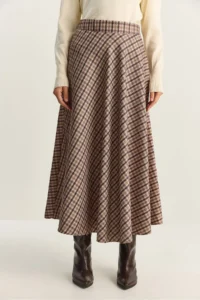 Bianco Lucci Women Plaid Patterned LONG Skirt - Image 6