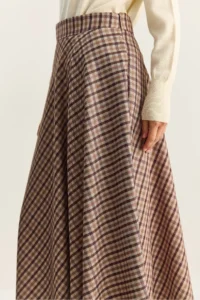 Bianco Lucci Women Plaid Patterned LONG Skirt - Image 7