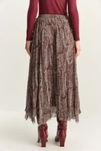 Bianco Lucci Women's Paisley Patterned Asymmetrical Cut Lined Chiffon Bohemian Skirt - Image 8