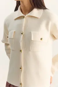 Bianco Lucci Women's Gold Button Detailed Pocket Knitwear Cardigan - Image 6