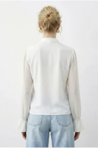 Bianco Lucci Women's Flywheel Detailed Transparent Chiffon Shirt 0945 - Image 5