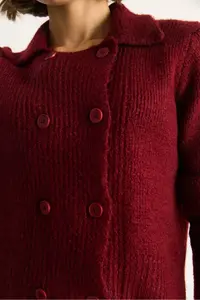 Bianco Lucci Women's Polo Collar Buttoned Soft Cardigan 255252 - Image 5