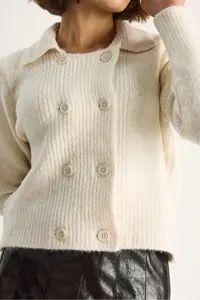 Bianco Lucci Women's Polo Collar Buttoned Soft Cardigan 255252 - Image 6