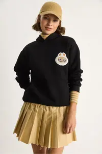Bianco Lucci Women's Embroidered Hooded Kangaroo Pocket Sweatshirt 6045 - Image 3