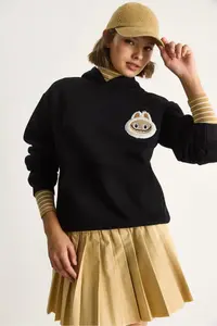 Bianco Lucci Women's Embroidered Hooded Kangaroo Pocket Sweatshirt 6045 - Image 4