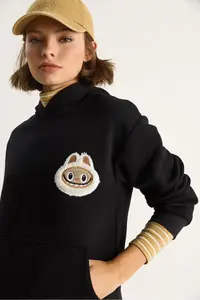 Bianco Lucci Women's Embroidered Hooded Kangaroo Pocket Sweatshirt 6045 - Image 5