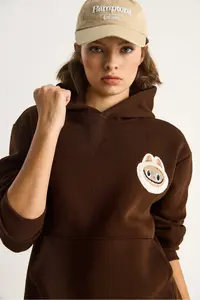 Bianco Lucci Women's Embroidered Hooded Kangaroo Pocket Sweatshirt 6045 - Image 5