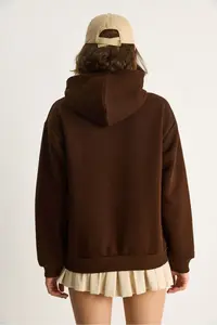 Bianco Lucci Women's Embroidered Hooded Kangaroo Pocket Sweatshirt 6045 - Image 7