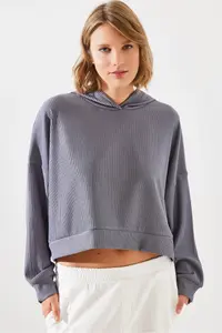 Bianco Lucci Women Ribbed Sweatshirt MBMS004