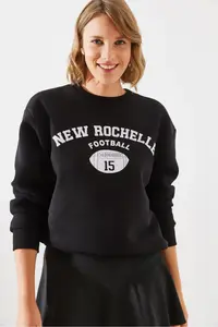 Bianco Lucci Women's Three Thread Raised Rochelle Text Printed Sweatshirt MBHS001 - Image 2