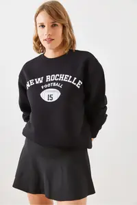 Bianco Lucci Women's Three Thread Raised Rochelle Text Printed Sweatshirt MBHS001 - Image 3