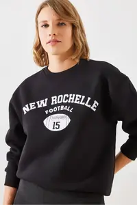 Bianco Lucci Women's Three Thread Raised Rochelle Text Printed Sweatshirt MBHS001 - Image 4