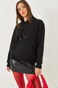 Bianco Lucci Women Kangaroo with pocket Sweatshirt MBHS012