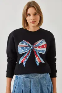Bianco Lucci Women's Colorful Butterfly Printed Sweatshirt MBHS019 - Image 4