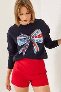 Bianco Lucci Women's Colorful Butterfly Printed Sweatshirt MBHS019 - Image 2