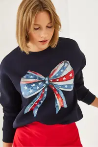 Bianco Lucci Women's Colorful Butterfly Printed Sweatshirt MBHS019 - Image 3
